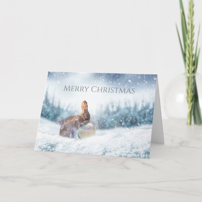 Carte de Noël de lapin de prière de vacances (Devant)