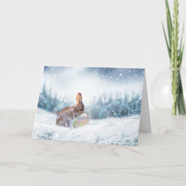 Carte de Noël de lapin de prière de vacances (Devant)
