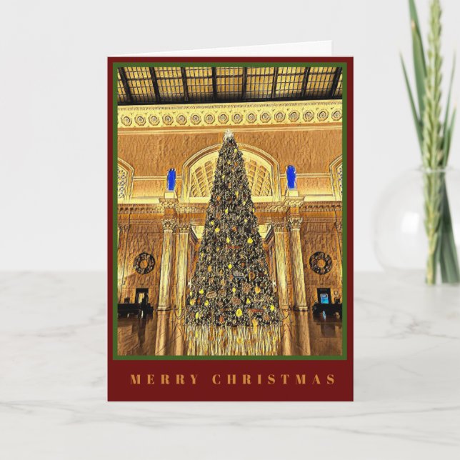 Carte de Noël de l'arbre de Noël de Chicago (Devant)