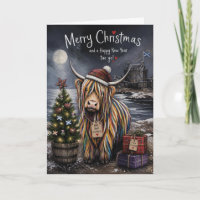 Carte de Noël de l'arbre de Noël de la vache des H
