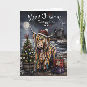 Carte de Noël de l'arbre de Noël de la vache des H