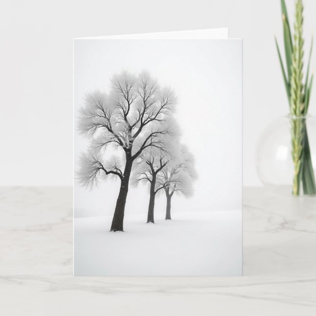 Carte de Noël de l'arbre givré (Devant)