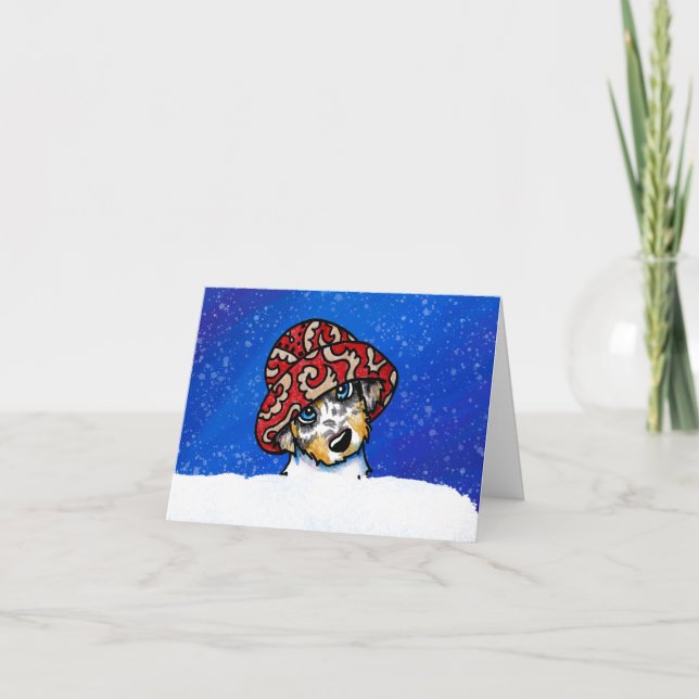 Carte de Noël de l'Australien Shepherd Puppy (Devant)