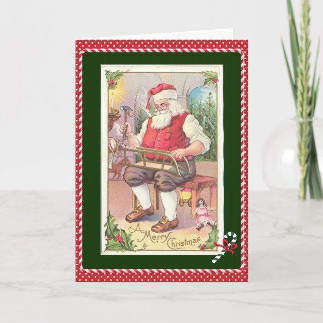 Carte de Noël de l'enfant, Père Noël Vintage (Devant)