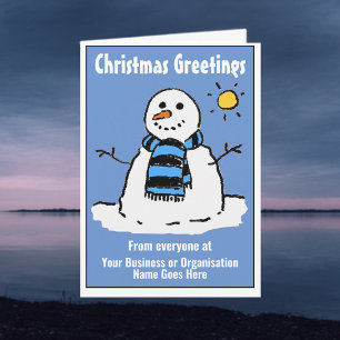 Carte de Noël de l'entreprise Fun Snowman avec QR 