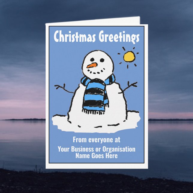 Carte de Noël de l'entreprise Fun Snowman avec QR  (Créateur téléchargé)