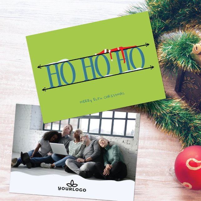 Carte de Noël de l'entreprise Teal & Green Elf She (Créateur téléchargé)