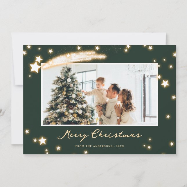 Carte de Noël de l'étoile moderne Green Falling (Devant)