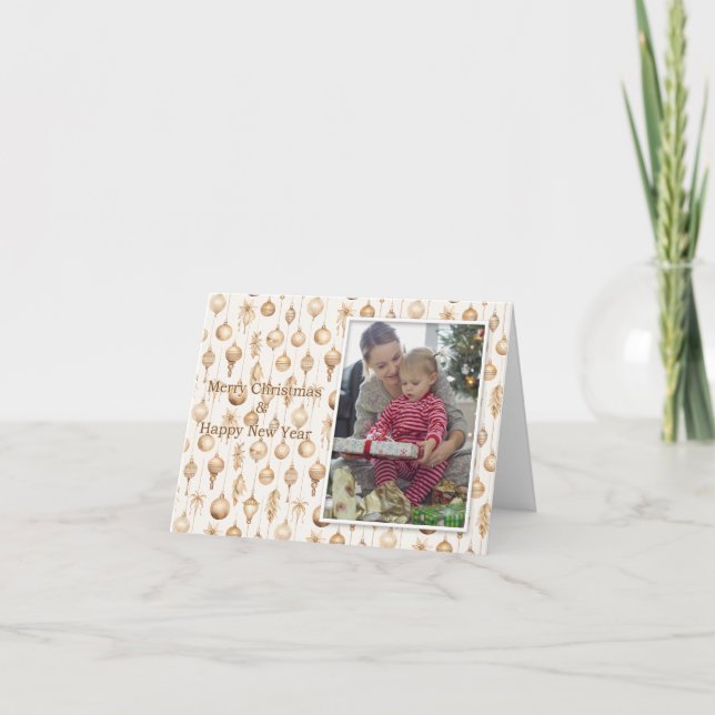 Carte de Noël de l'ornement de Noël photo unique (Devant)
