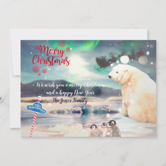 Carte de Noël de l'ours polaire au Pôle Nord (Devant)