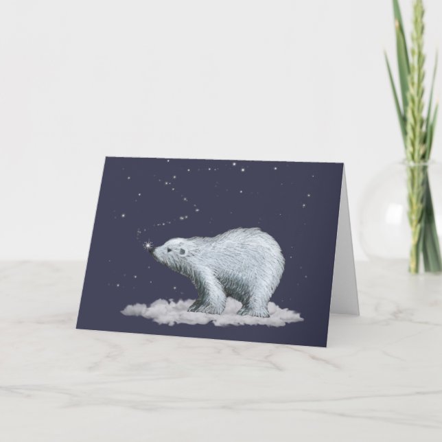 Carte de Noël de l'ours polaire de flocon de neige (Devant)