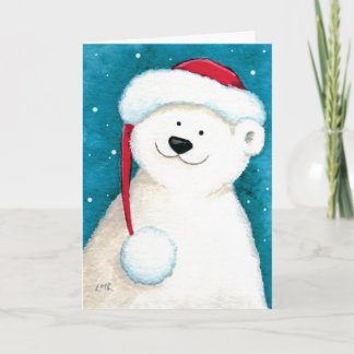 Carte de Noël de l'ours polaire festif mignonne
