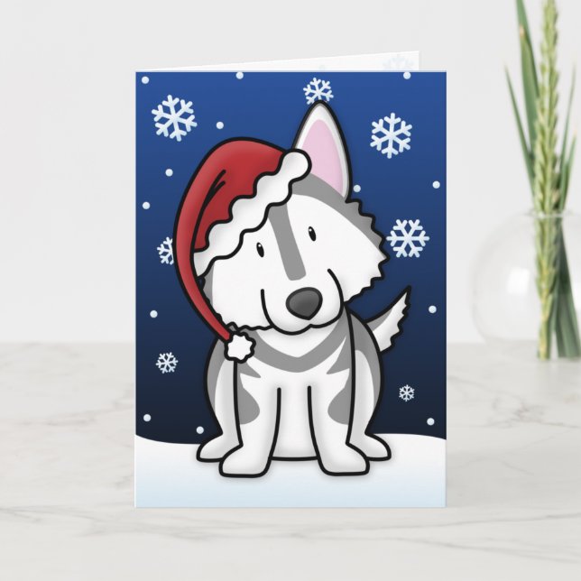 Carte de Noël de Malamute d'Alaska de Kawaii (Devant)