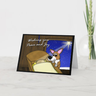 Carte de Noël de Manger Pembroke Welsh Corgi