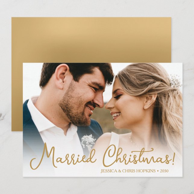 Carte de Noël de mariage avec photo (Devant / Derrière)