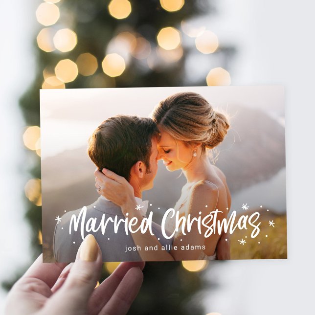 Carte de Noël de mariage dessinée avec bonheur (Créateur téléchargé)
