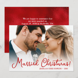 Carte de Noël de mariage photo "Mariés à Noël !"