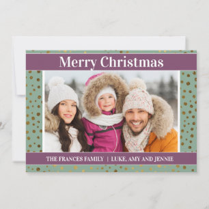 Carte de Noël de Mint Green Purple Snowflakes