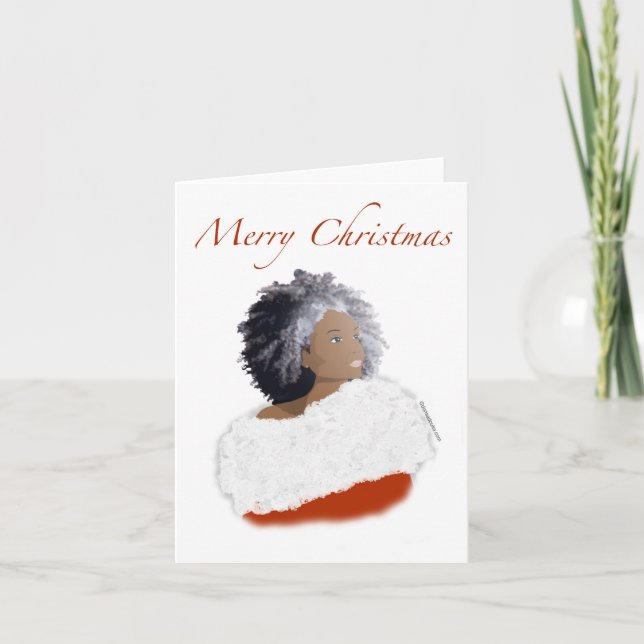 Carte de Noël de Mme Santa afro-américaine (Devant)