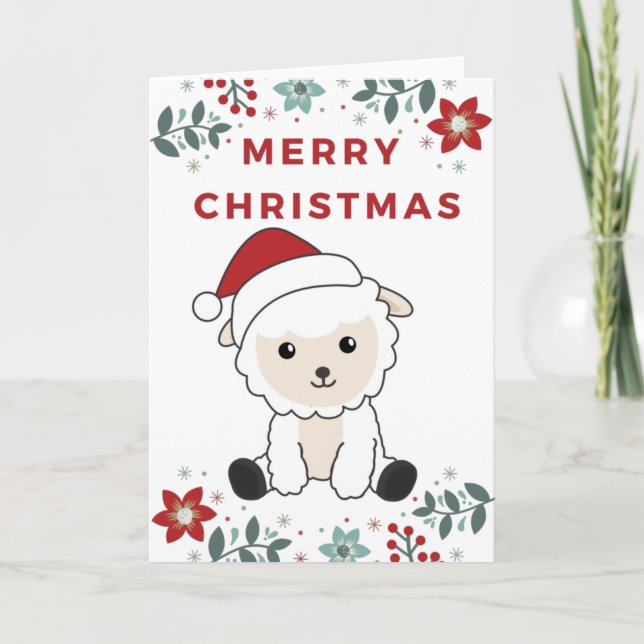 Carte de Noël de moutons Animaux d'hiver Fêtes (Devant)