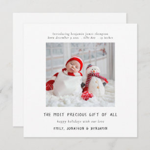 Carte de Noël de naissance photo contemporaine