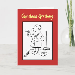 Carte de Noël de nettoyage domestique