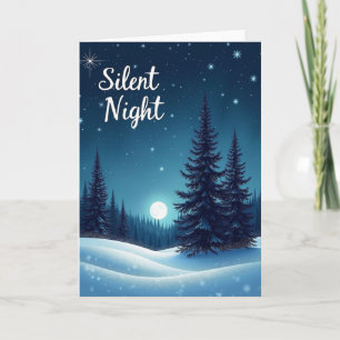 Carte de Noël de nuit silencieuse enneigée