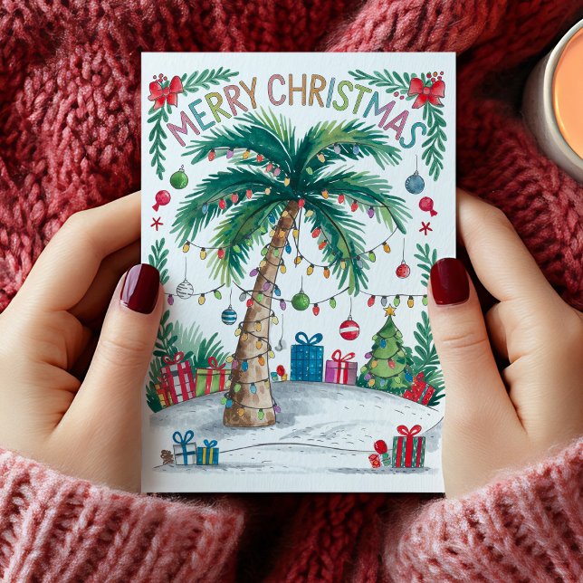 Carte de Noël de Palmier d'aquarelle (Watercolor Palm Tree Christmas Card)