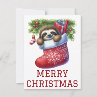 Carte de Noël de paresseux mignon