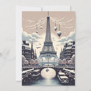 Carte de Noël de Paris – La Tour Eiffel Vacances d