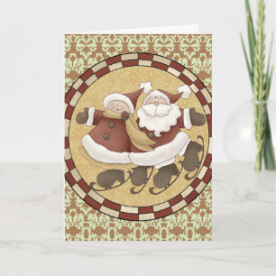Carte de Noël de patinage de glace de Père Noël
