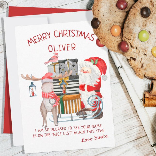 Carte de Noël de Père Noël avec Reindeer et Sleigh (Créateur téléchargé)