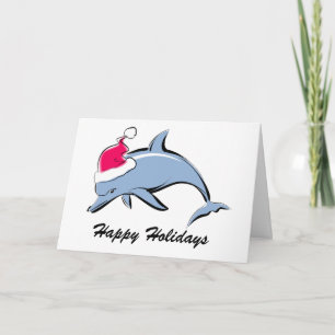 Carte de Noël de Père Noël de dauphin