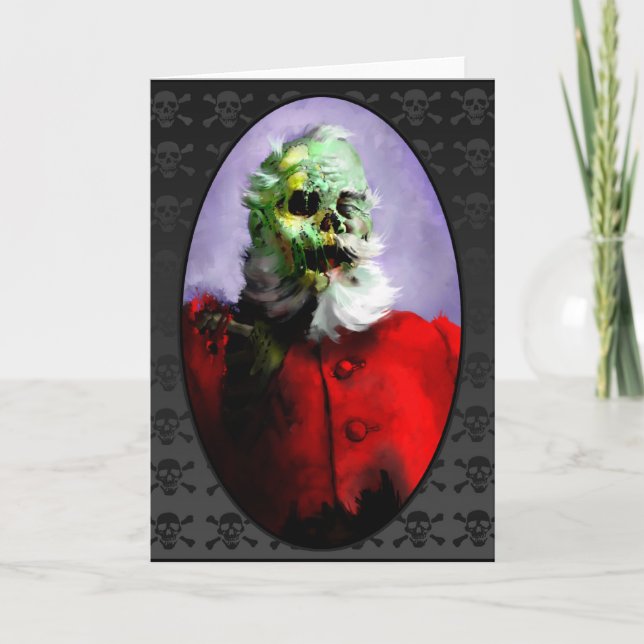 Carte de Noël de Père Noël de zombi (Devant)