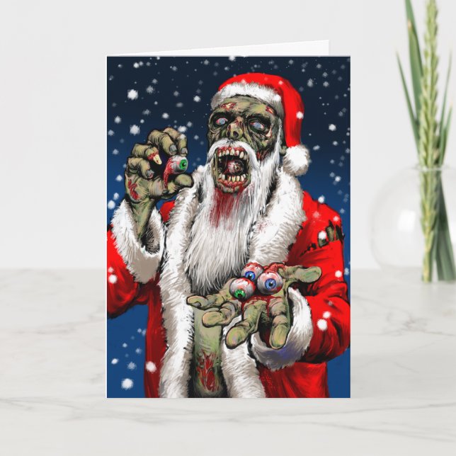 Carte de Noël de Père Noël de zombi (Devant)