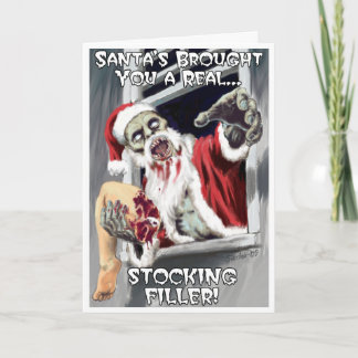 Carte de Noël de Père Noël de zombi