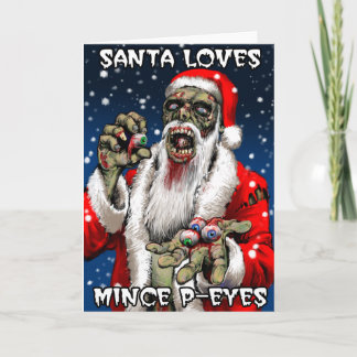 Carte de Noël de Père Noël de zombi (intérieur