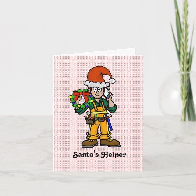 Carte de Noël de Père Noël ouvrier du bâtiment (Devant)