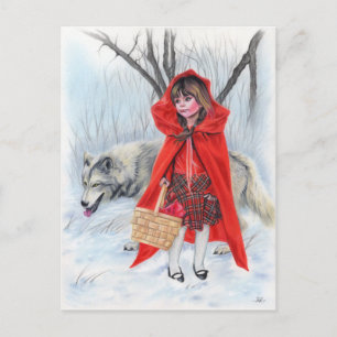 Carte de noël de petit loup rouge et méchant