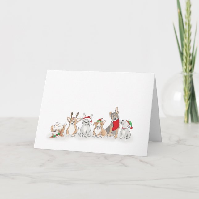 Carte de Noël de petits chiots (Devant)