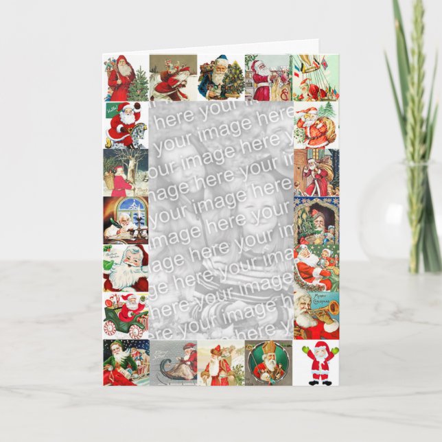 Carte de Noël de photo de famille de 25 Santa (Devant)