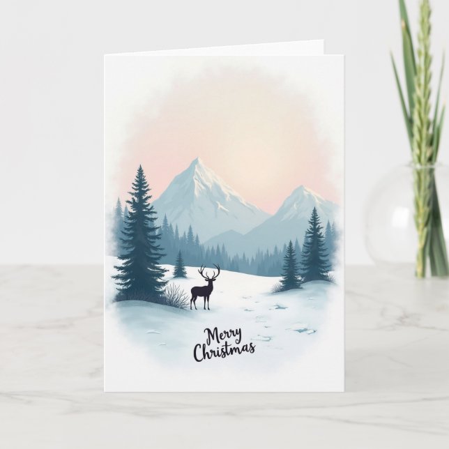 Carte de Noël de pics de montagne (Devant)