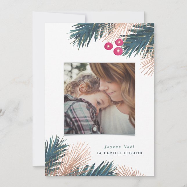 Carte de Noël de Pin et Baies (Devant)