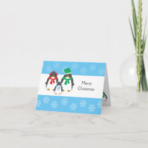 CARTE de NOËL de pingouin de maman, de papa et de