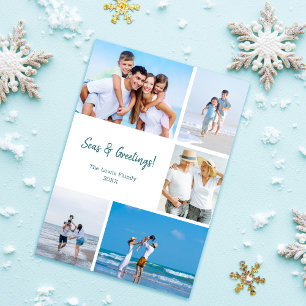 Carte de Noël de plage avec modèle de photos moder