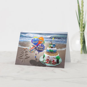 Carte de Noël de plage, Joyeux anniversaire Jésus