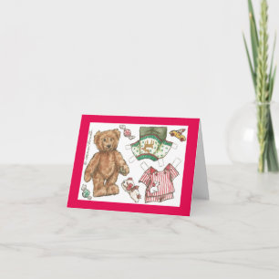 Carte de Noël de poupée de papier d'ours de