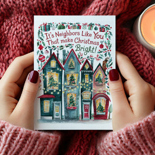 Carte de Noël de quartier à l'aquarelle