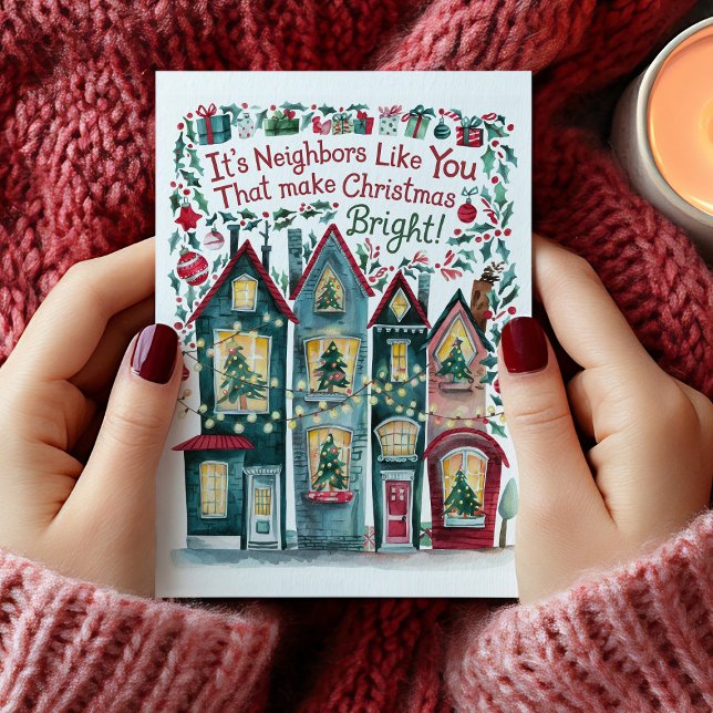 Carte de Noël de quartier à l'aquarelle (Créateur téléchargé)