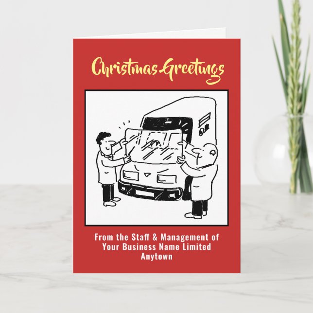 Carte de Noël de remplacement de pare-brise d'auto (Devant)